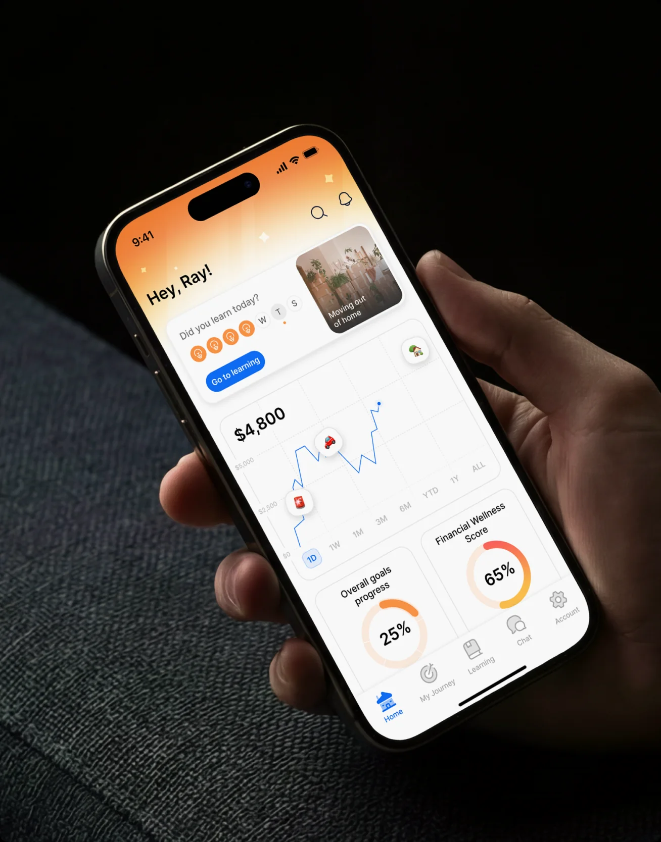 The DoughPro home screen in hand: "Hey, Ray!"